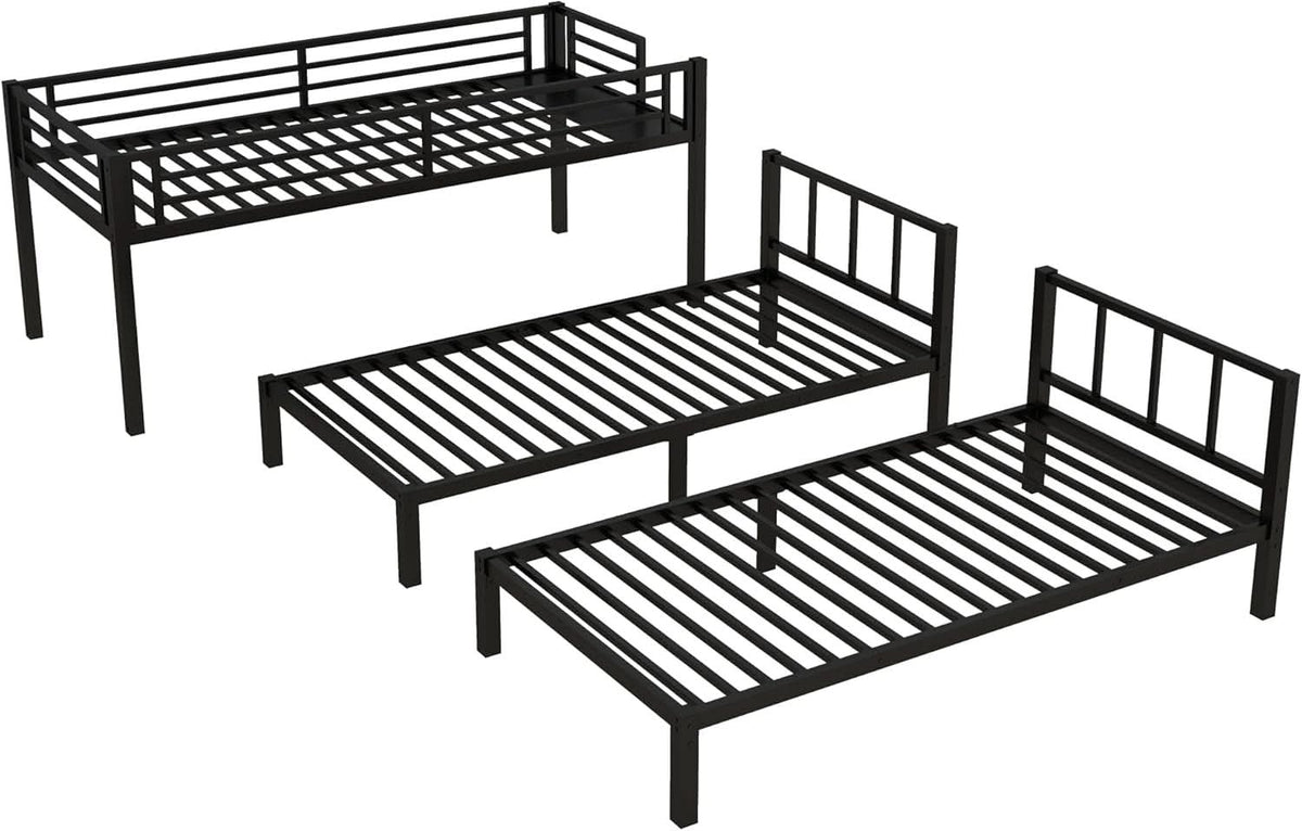 Triple Bunk Bed For Kids Metal Twin Over Twin Black
