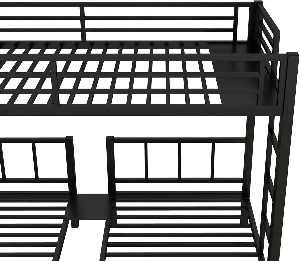 Triple Bunk Bed For Kids Metal Twin Over Twin Black