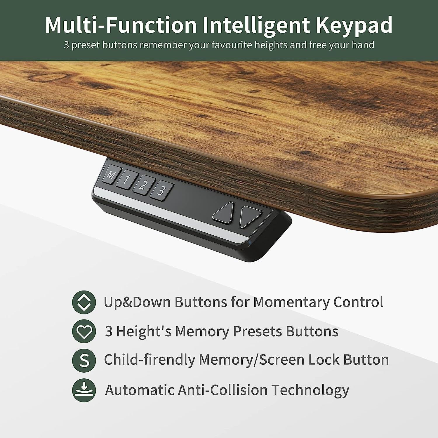 Triple Motor Standing Desk L Shaped Rustic Brown 63 Inch