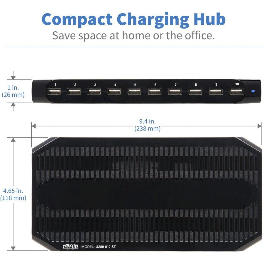 Tripp Lite 10-Port Usb Charging Station With Adjustable Storage, 12V 8A (96W) Usb Charger Output