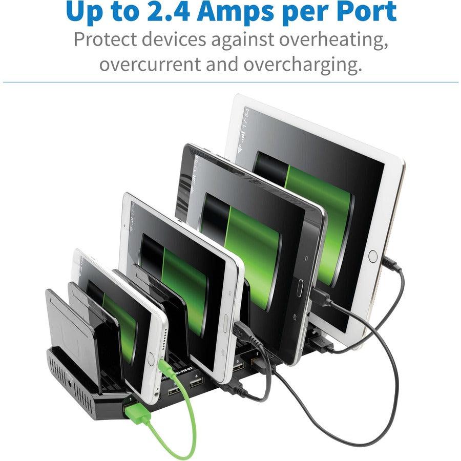 Tripp Lite 10-Port Usb Charging Station With Adjustable Storage, 12V 8A (96W) Usb Charger Output