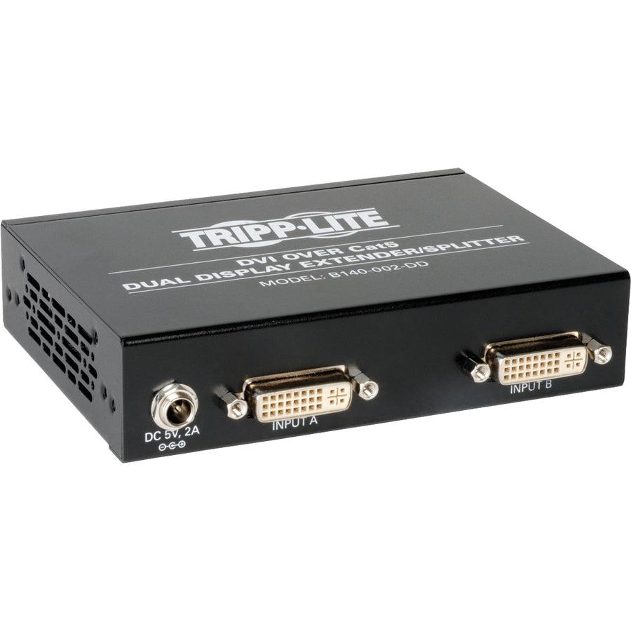 Tripp Lite 2-Port Dual Display Dvi Over Cat5 / Cat6 Extender Splitter, Video Transmitter, 1920 X 1080 At 60Hz, Up To 60.96 M (200-Ft.)