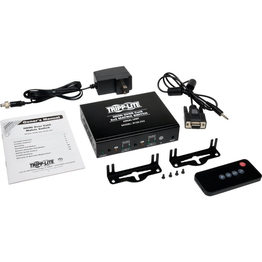 Tripp Lite 2 X 2 Hdmi Over Cat5 / Cat6 Matrix Splitter Switch, Box-Style Transmitter, Video And Audio, 1080P @ 60 Hz, Up To 53.34 M (175-Ft.)