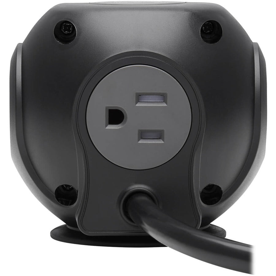 Tripp Lite 3-Outlet Spherical Surge Protector, 4 Usb Ports (4.8A Shared) - 6-Ft. (1.83 M) Cord, 5-15P Plug, 540 Joules, Black