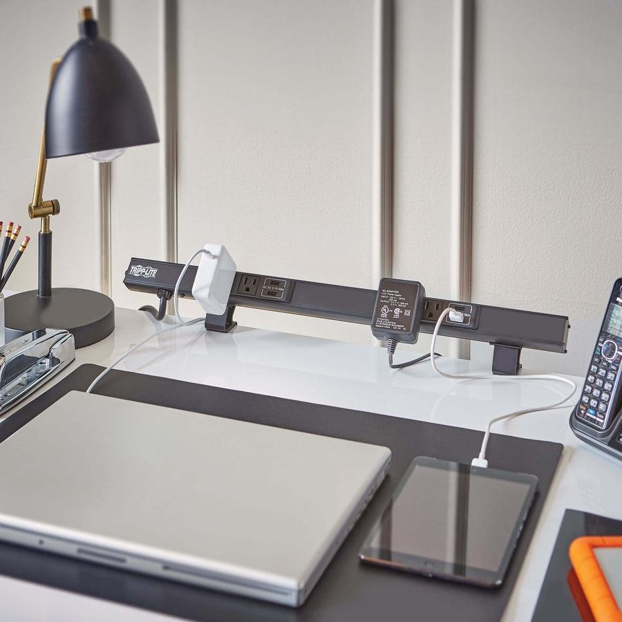 Tripp Lite 4-Outlet Power Strip With Usb-A Charging (6.2A) - Nema 5-15R, 120V, 15A, 10 Ft. Cord, 5-15P, 24 In.