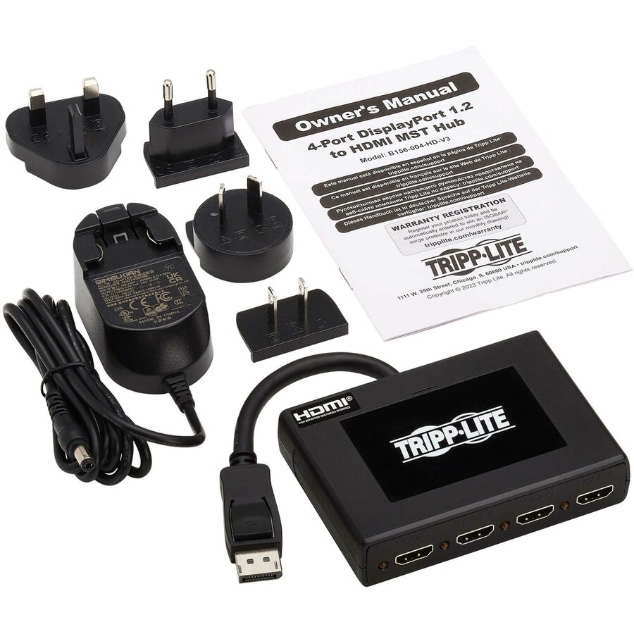 Tripp Lite 4-Port DisplayPort to HDMI Multi-Monitor Splitter, MST Hub, 4K 60 Hz, DP 1.2a,