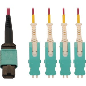 Tripp Lite 40/100/400G Multimode 50/125 Om4 Breakout Fiber Optic Cable (12F Mtp/Mpo-Pc To 4X Duplex Sn-Pc F/M), Lszh, Magenta, 3 M (9.8 Ft.) - Breakout Cable - Mtp/Mpo-12 Multi-Mode (F) To Sn Multi-Mode (M) - 3 M - 0.1 In - Fiber Optic - Duplex - 50 / 125