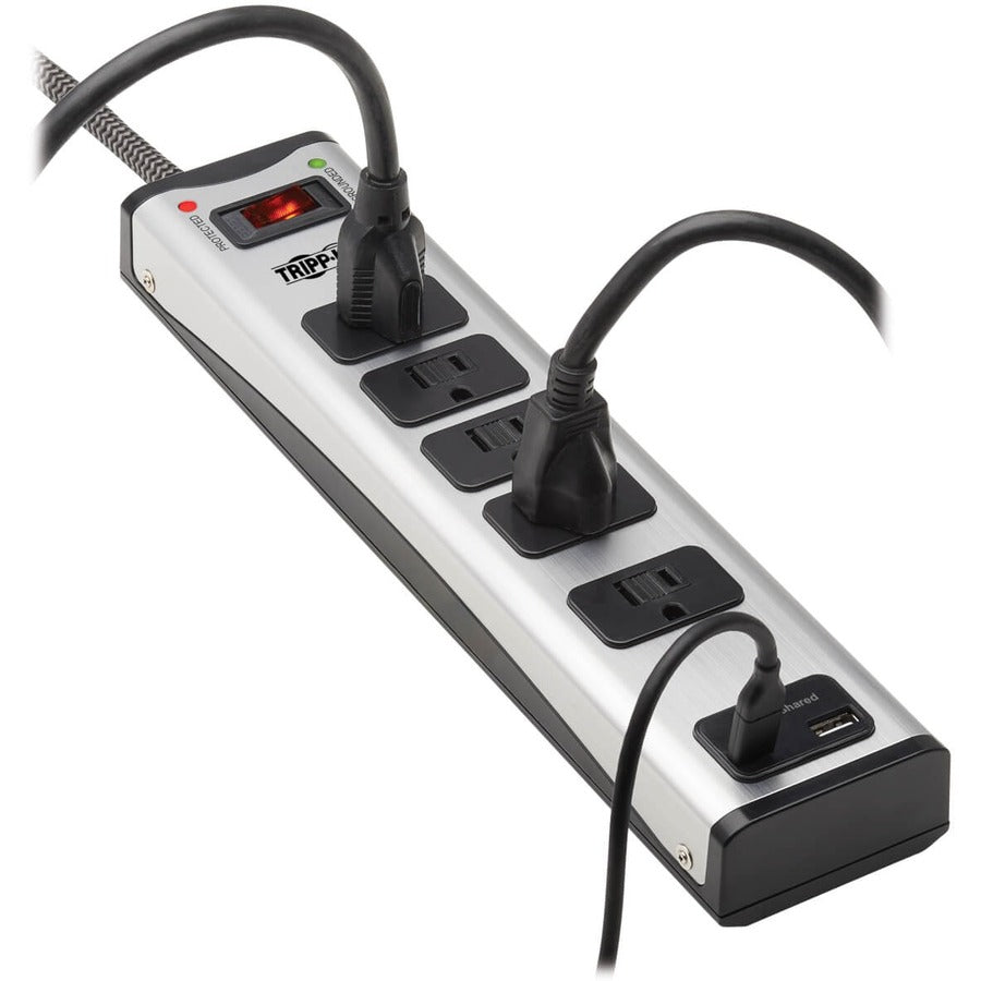 Tripp Lite 5-Outlet Surge Protector With 1 Usb-A And 1 Usb-C (3.9A Shared) - 6 Ft. Cord, 2100 Joules, Metal Housing