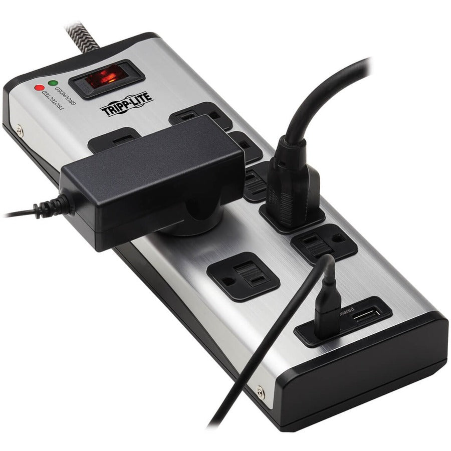 Tripp Lite 8-Outlet Surge Protector With 1 Usb-A And 1 Usb-C (3.9A Shared) - 8 Ft. Cord, 2100 Joules, Metal Housing