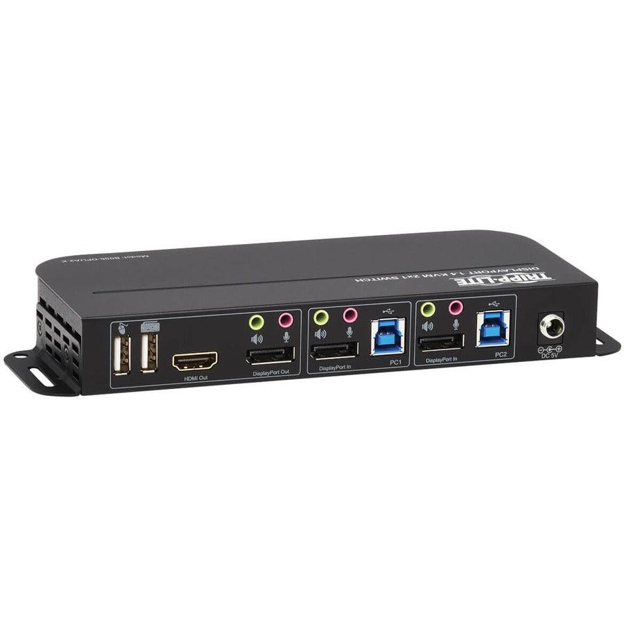 Tripp Lite B005-Dpua2-K 2-Port Displayport/Usb Kvm Switch - 4K 60 Hz, Hdr, Hdcp 2.2, Ir, Dp 1.4, Usb Sharing, Usb 3.0 Cables