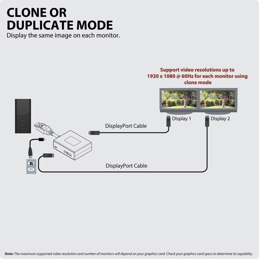Tripp Lite B156-002-V2 2-Port Displayport Multi-Monitor Splitter, Mst Hub, 4K 60Hz Uhd, Dp1.2, Taa