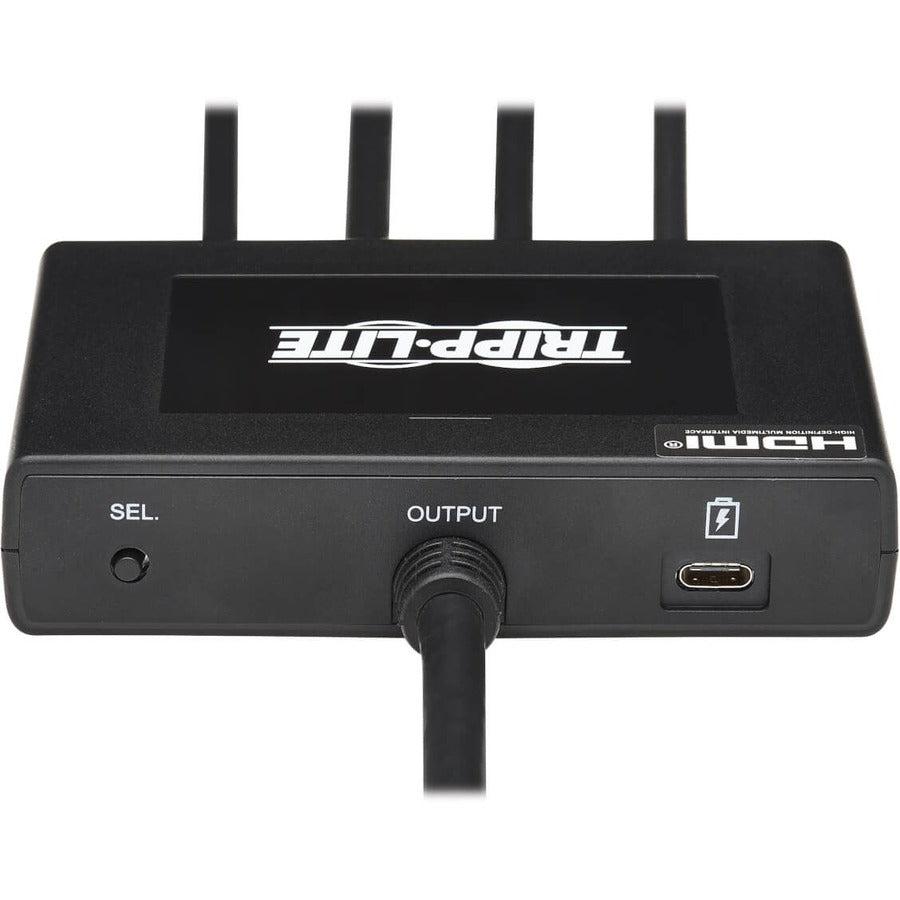 Tripp Lite B321-4X1-Hdvc 4-Port Presentation Adapter, 4K 60 Hz (4:4:4) Hdmi, Dp, Usb-C And 1080P Vga To Hdmi, Built-In Cables