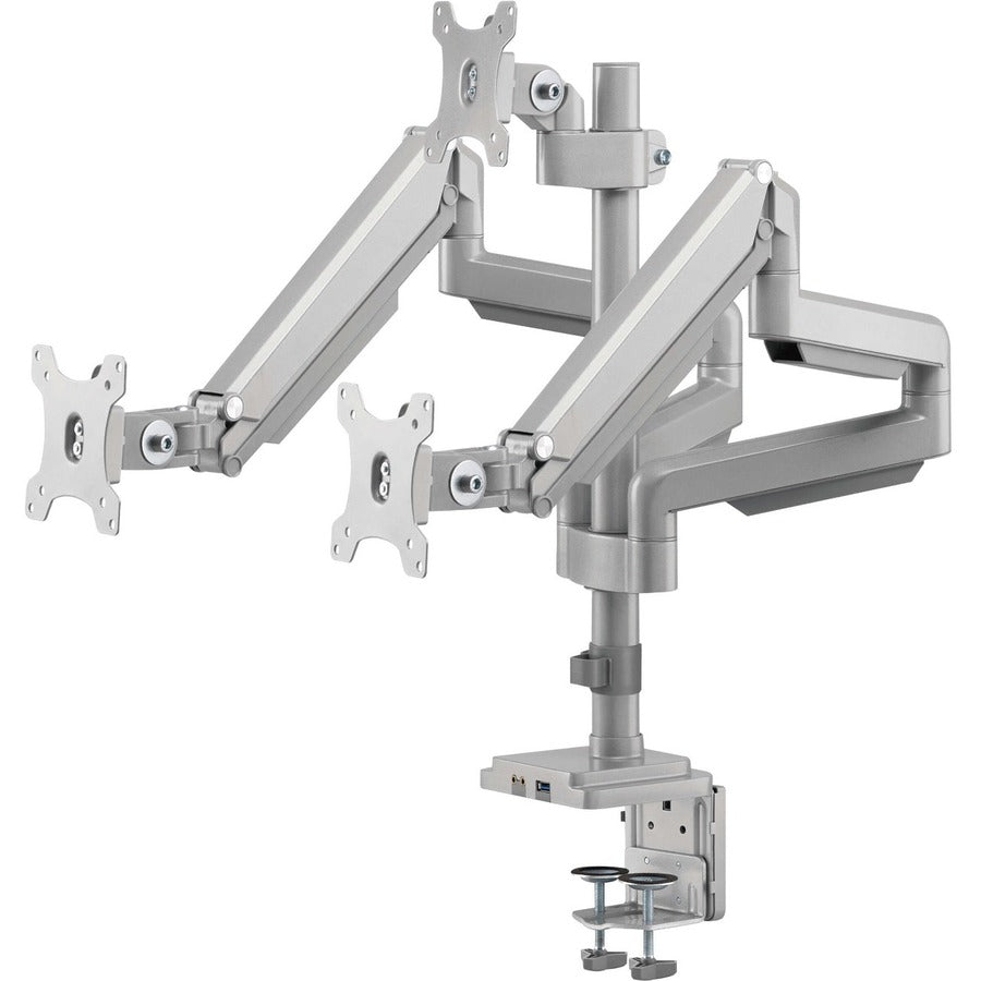 Tripp Lite Ddr1730Tal Triple-Display Flex-Arm Desktop Clamp For 17” To 30” Flat-Screen Displays - Usb And Audio Ports, Aluminum