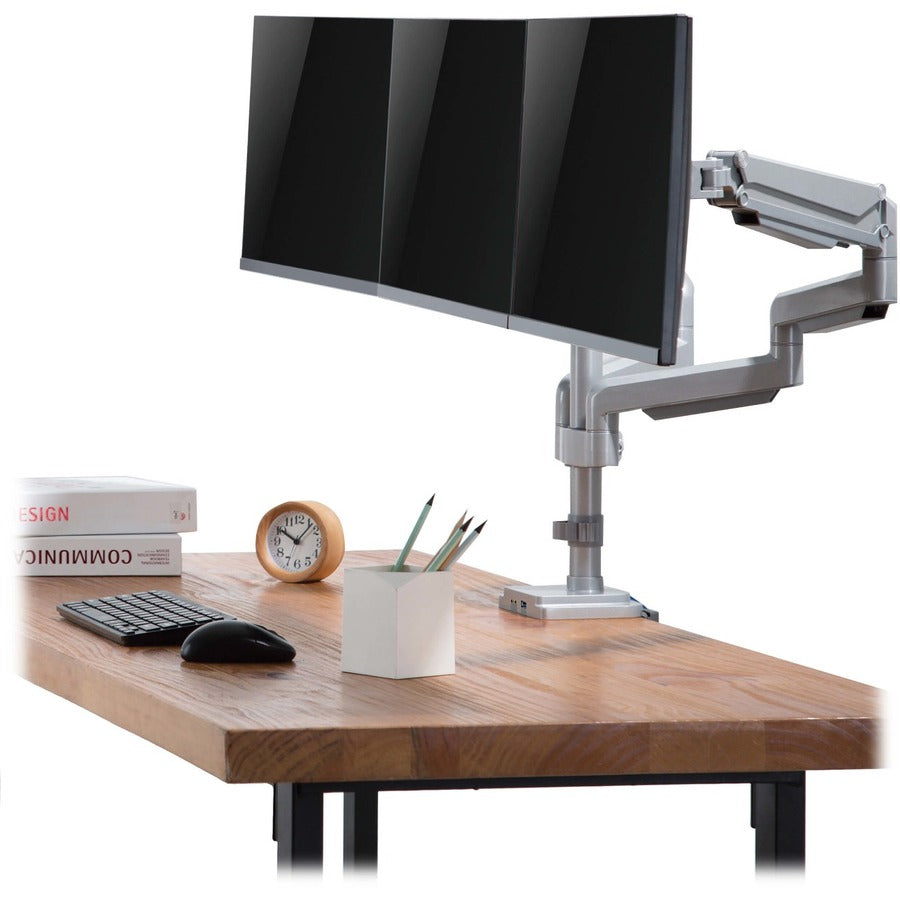 Tripp Lite Ddr1730Tal Triple-Display Flex-Arm Desktop Clamp For 17” To 30” Flat-Screen Displays - Usb And Audio Ports, Aluminum