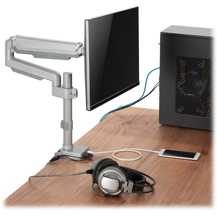 Tripp Lite Ddr1732Sal Single-Display Flex-Arm Desktop Clamp For 13” To 34” Displays - Usb And Audio Ports, Aluminum