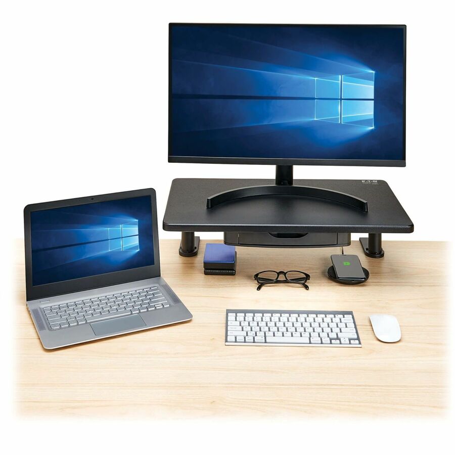 Tripp Lite Desk-Clamp Monitor Riser with Storage Drawer, TAA - 40 lb Load Capacity - 6.5"