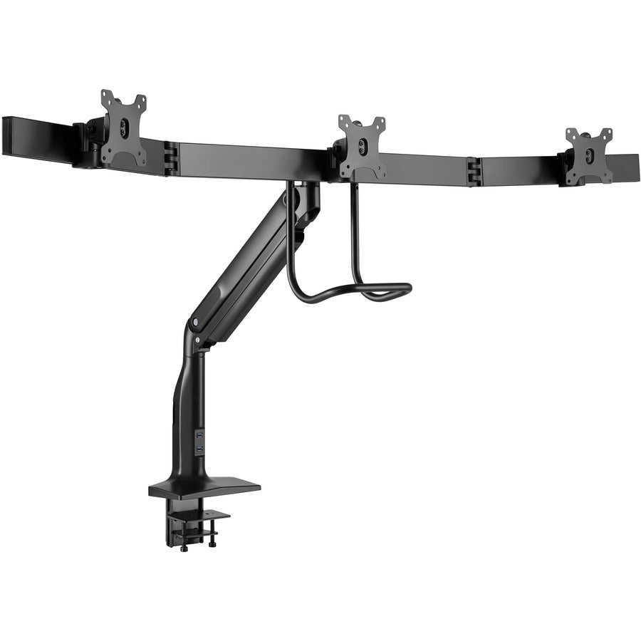 Tripp Lite Dmpdt1732Am Safe-It Precision-Placement Triple-Display Desk Clamp With Antimicrobial Tape For 17” To 32” Displays, Usb Ports
