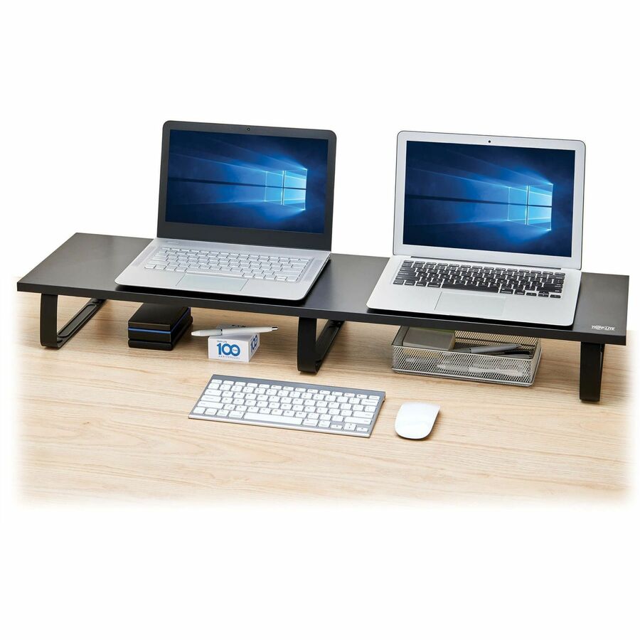 Tripp Lite Extra-Wide Dual-Monitor Riser for Desk, 39 x 10 in. - Wood, Black - Desk -