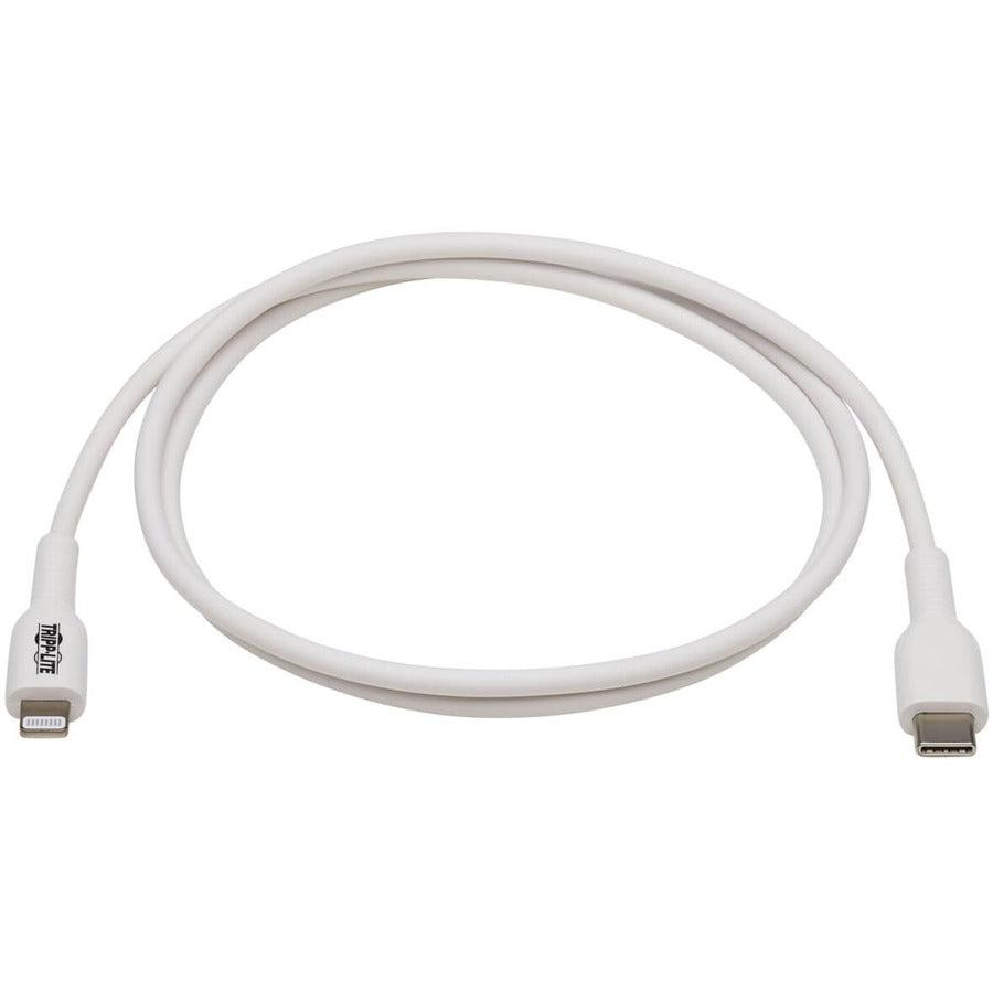 Tripp Lite M102Ab-01M-Wh Safe-It Usb-C To Lightning Sync/Charge Antibacterial Cable (M/M), Mfi Certified, White, 1 M (3.3 Ft.)