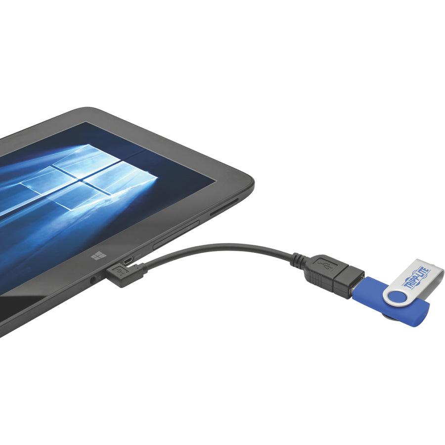 Tripp Lite Micro Usb To Usb Otg Host Adapter Cable, Right-Angle 5-Pin Usb Micro-B To Usb-A (M/F), 15.24 Cm (6-In.)