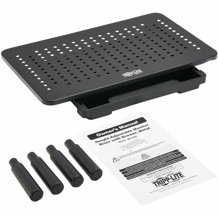 Tripp Lite Monitor Riser for Desk, 15 x 9 in. - Height Adjustable, Storage Drawer, Metal