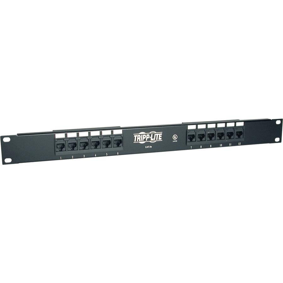 Tripp Lite N052-012 12-Port 1U Rack-Mount Cat5E 110 Patch Panel, 568B, Rj45 Ethernet, Taa