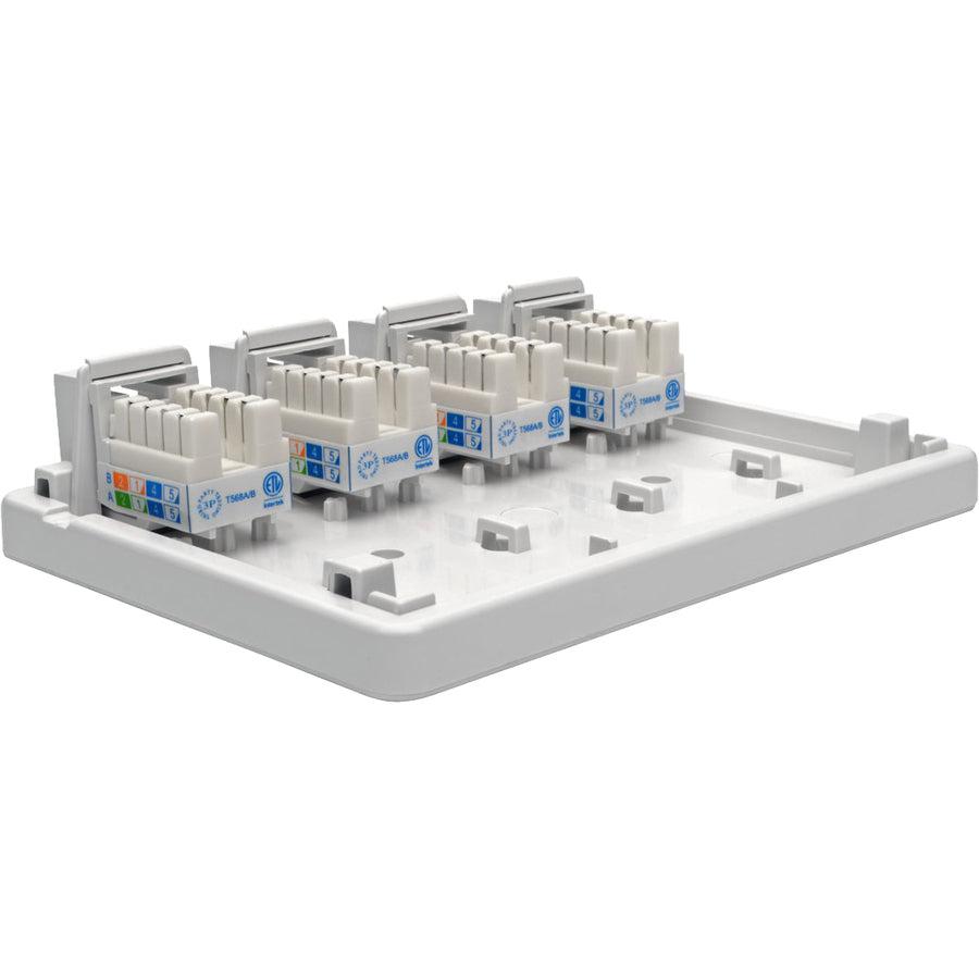 Tripp Lite N236-004-Wh Pre-Configured Unshielded Cat6 4-Port Surface-Mount Box, 110 Idc, Rj45, White