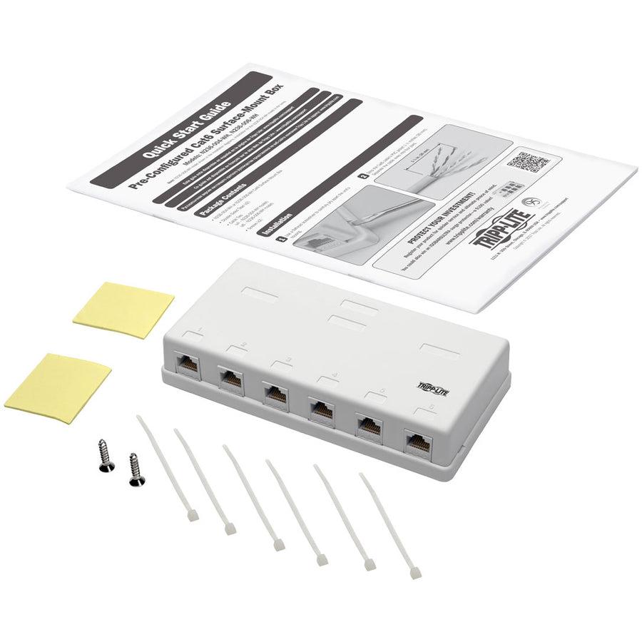 Tripp Lite N236-006-Wh Pre-Configured Unshielded Cat6 6-Port Surface-Mount Box, 110 Idc, Rj45, White
