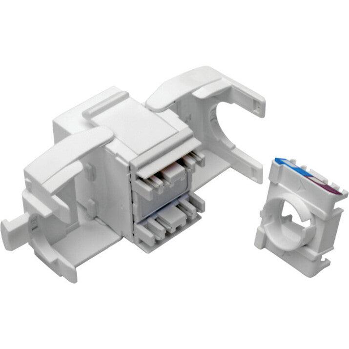 Tripp Lite N238-001-Gy-Tf Keystone Jack Cat6/Cat5E, Rj45, Shuttered, Dust Cap - Toolless, Poe/Poe+ Compliant, White, Taa