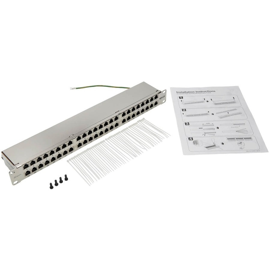 Tripp Lite N252-048-Sh-K Cat5E/Cat6 48-Port Patch Panel - Shielded, Krone Idc, 568A/B, Rj45 Ethernet, 1U Rack-Mount, Taa