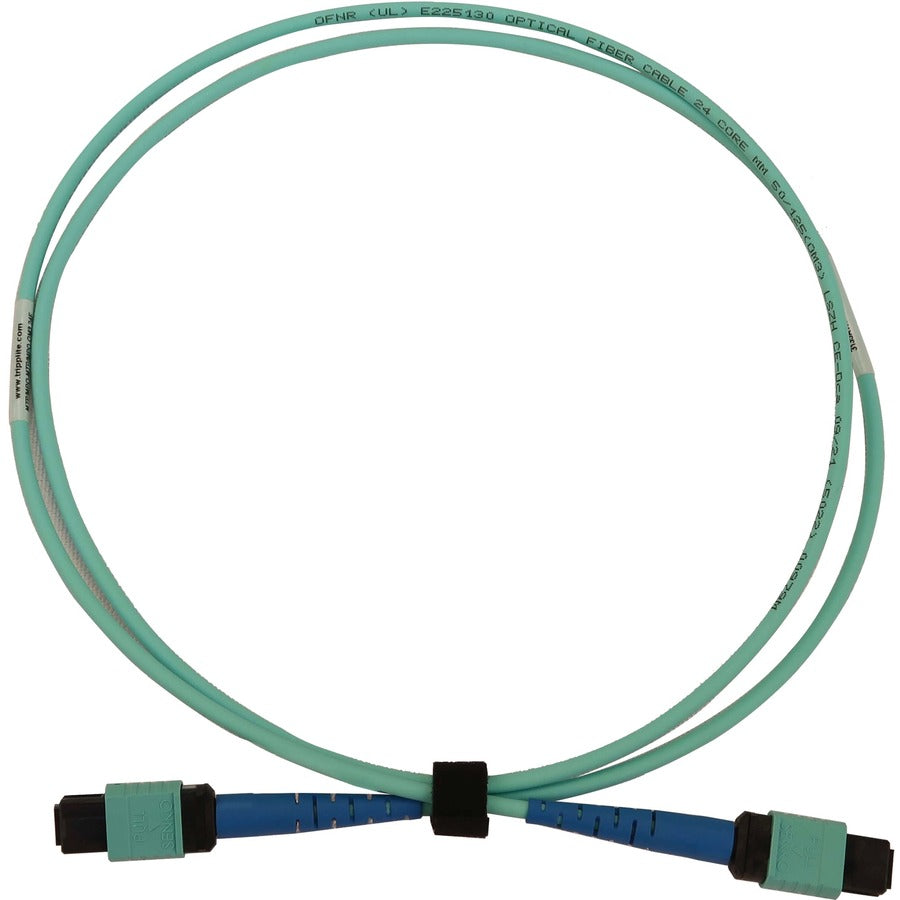 Tripp Lite N846B-02M-24-P 40/100/400G Multimode 50/125 Om3 Fiber Optic Cable (24F Mtp/Mpo-Pc F/F), Lszh, Aqua, 2 M (6.6 Ft.)