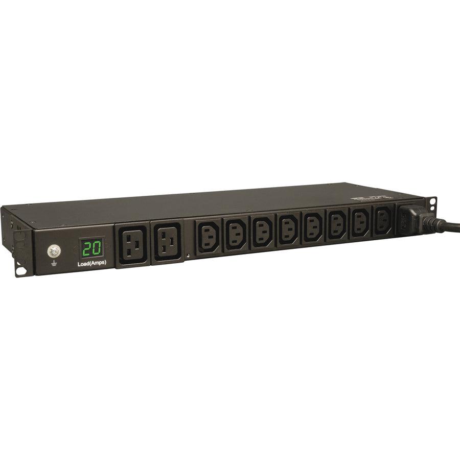 Tripp Lite Pdumh20Hv 3.7Kw Single-Phase Local Metered Pdu, 208/230V (8 C13 & 2 C19), C20 / L6-20P Adapter, 12 Ft. (3.66 M) Cord, 1U Rack-Mount, Taa