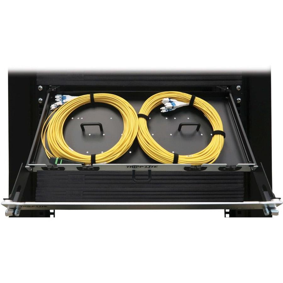 Tripp Lite Preloaded Fiber Panel, 1U - 2X (12F Mtp/Mpo-Apc To 4X Lc Duplex F/M) 8F Trunk Cables, Os2 Singlemode, 20 M (65.6 Ft.)