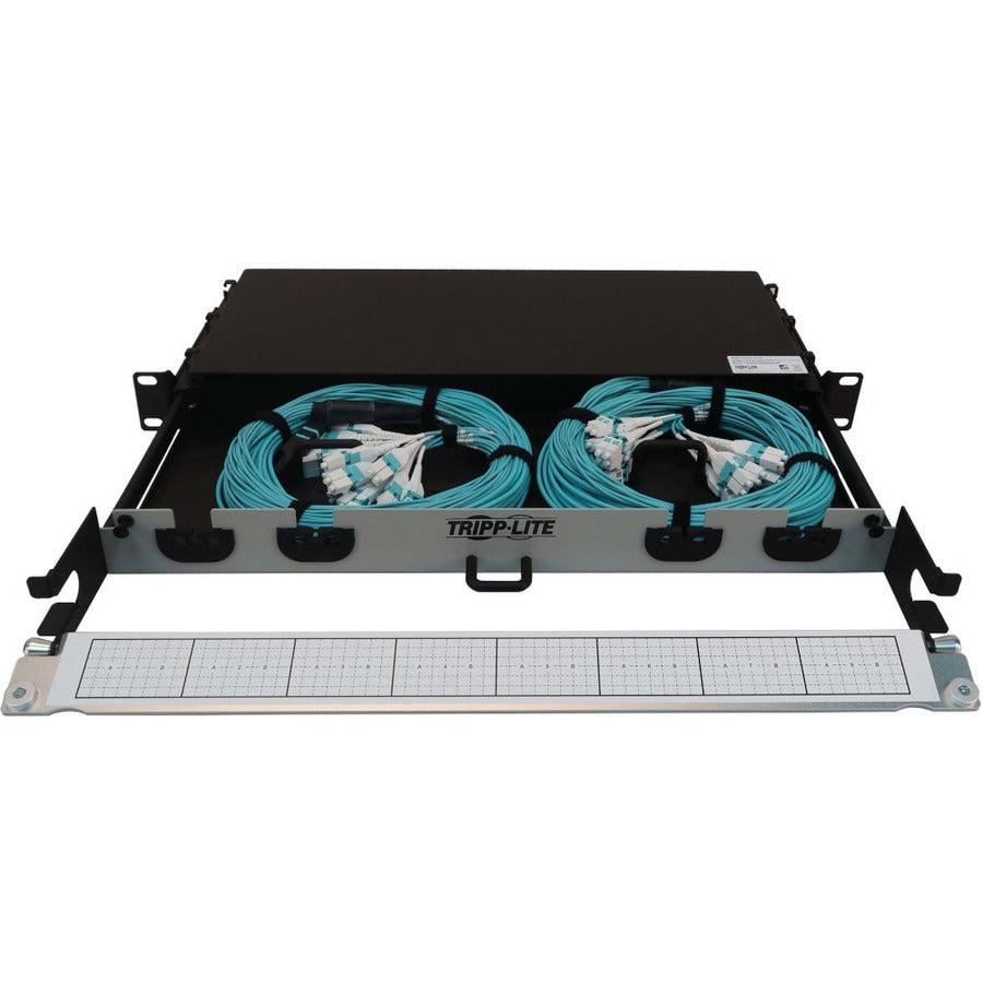 Tripp Lite Preloaded Fiber Panel, 1U - 2X (24F Mtp/Mpo-Pc To 12X Lc Duplex F/M) 24F Trunk Cables, Om4 Multimode, 20 M (65.6 Ft.)