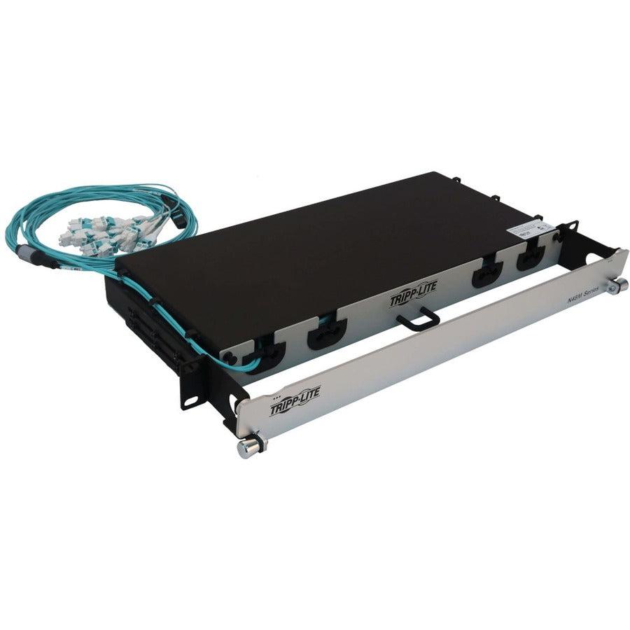 Tripp Lite Preloaded Fiber Panel, 1U - 2X (24F Mtp/Mpo-Pc To 12X Lc Duplex F/M) 24F Trunk Cables, Om4 Multimode, 20 M (65.6 Ft.)