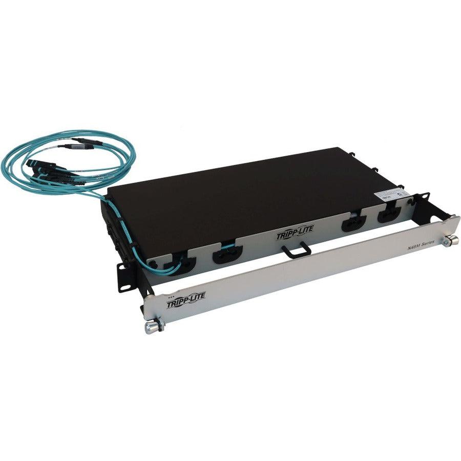 Tripp Lite Preloaded Fiber Panel, 1U - 2X (3X8F Mtp/Mpo-Pc F/F) 24F Trunk Cables, Om4 Multimode, 20 M (65.6 Ft.)