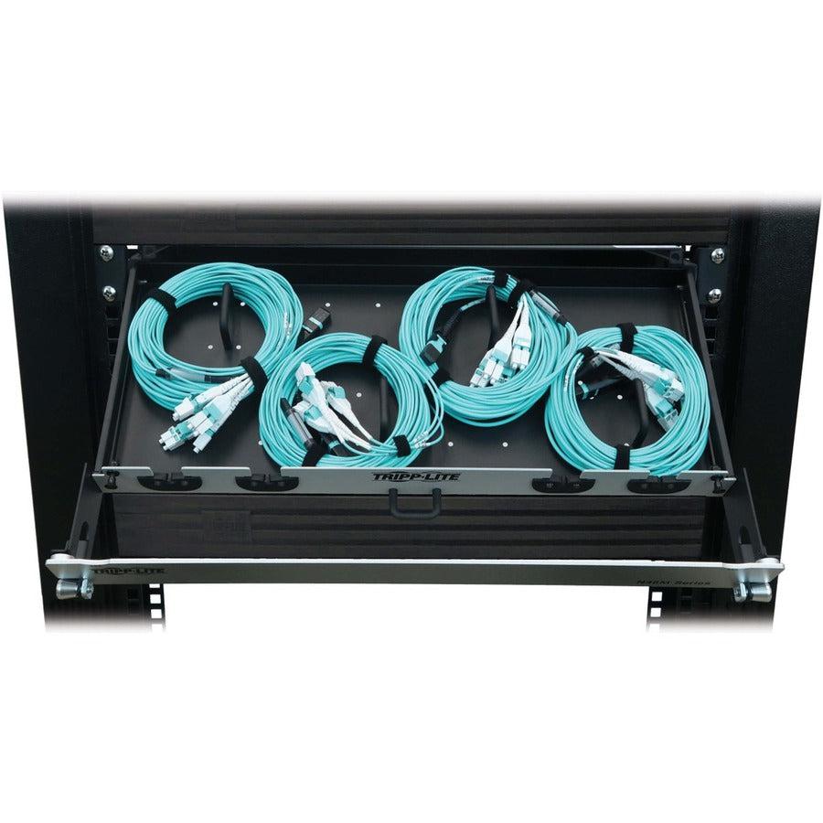 Tripp Lite Preloaded Fiber Panel, 1U - 4X (12F Mtp/Mpo-Pc To 4X Lc Duplex F/M) 8F Trunk Cables, Om4 Multimode, 10 M (32.8 Ft.)