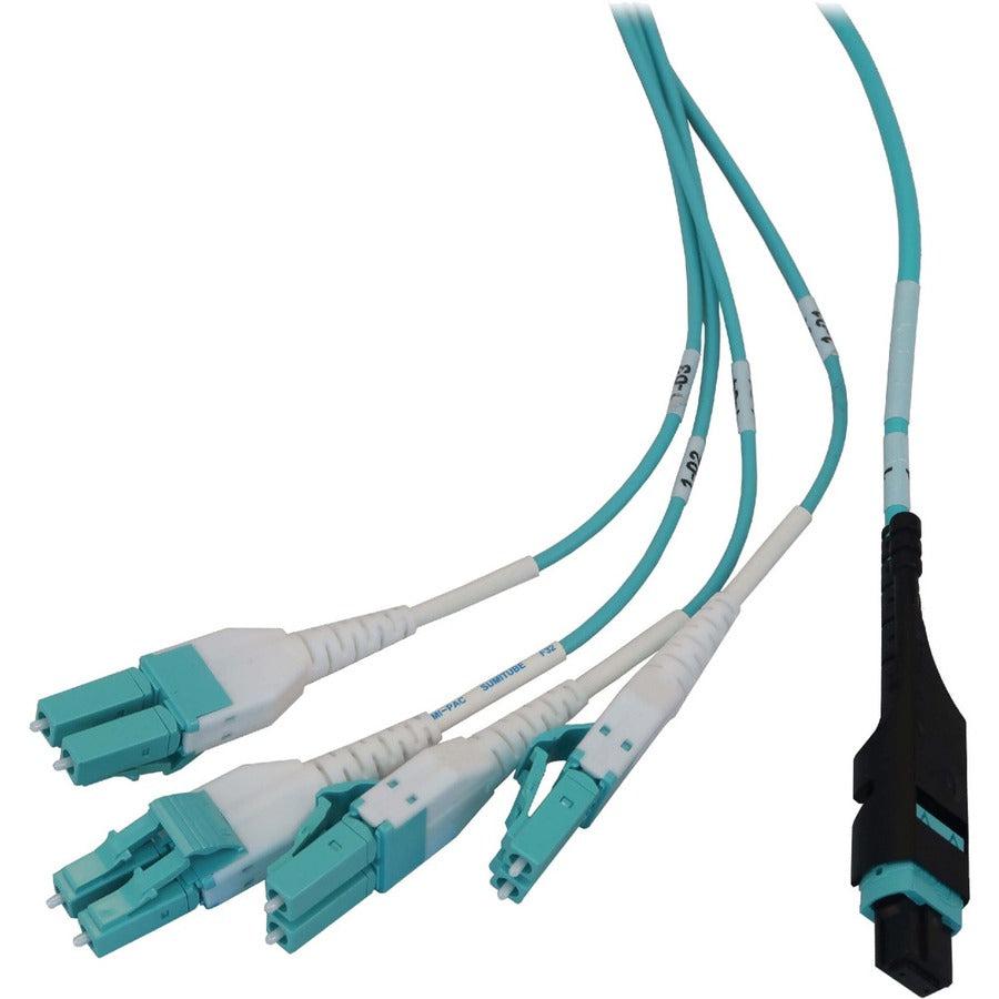 Tripp Lite Preloaded Fiber Panel, 1U - 4X (12F Mtp/Mpo-Pc To 4X Lc Duplex F/M) 8F Trunk Cables, Om4 Multimode, 10 M (32.8 Ft.)