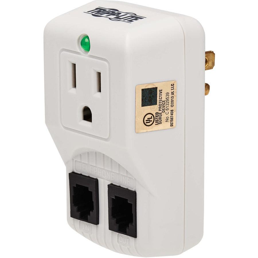 Tripp Lite Protect It! 1-Outlet Portable Surge Protector, Direct Plug-In, 600 Joules, Tel/Modem Protection