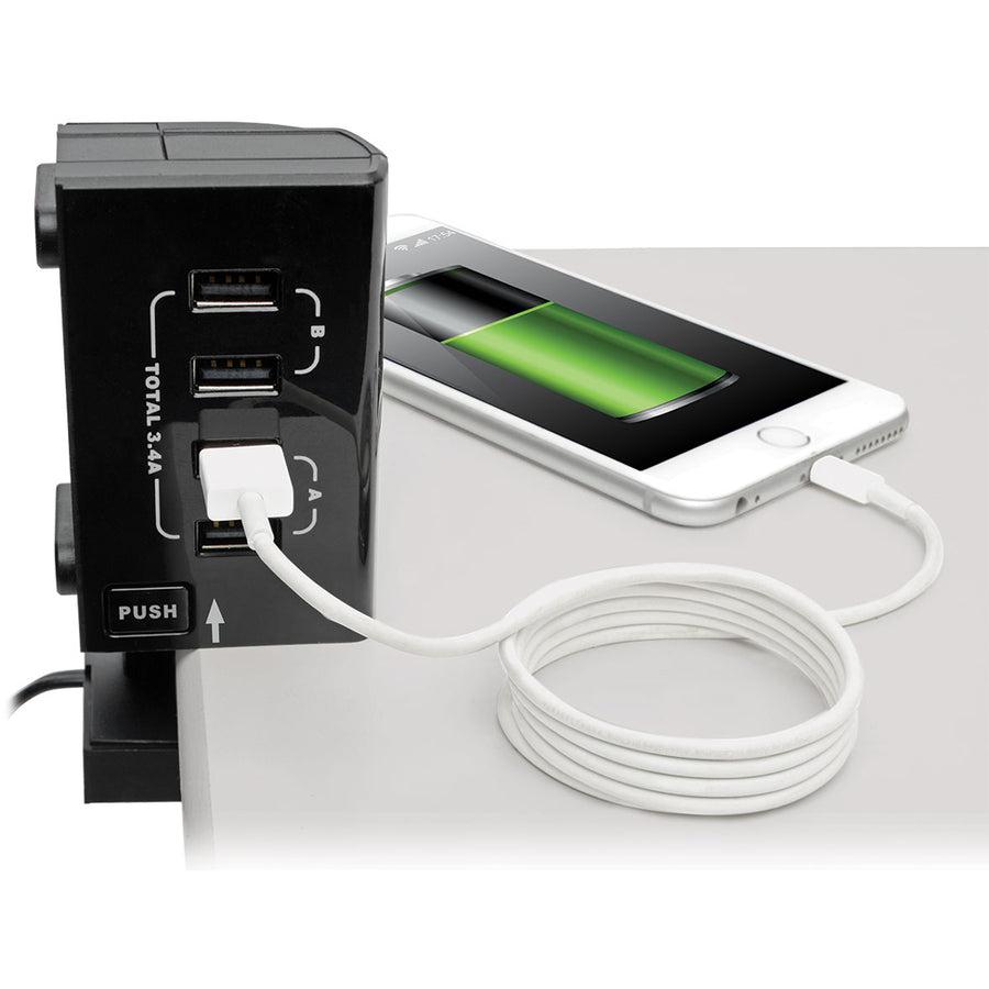 Tripp Lite Protect It! 6-Outlet Surge Protector, 4 Usb Ports, 6 Ft. Cord, 1080 Joules, Diagnostic Led, Black Housing