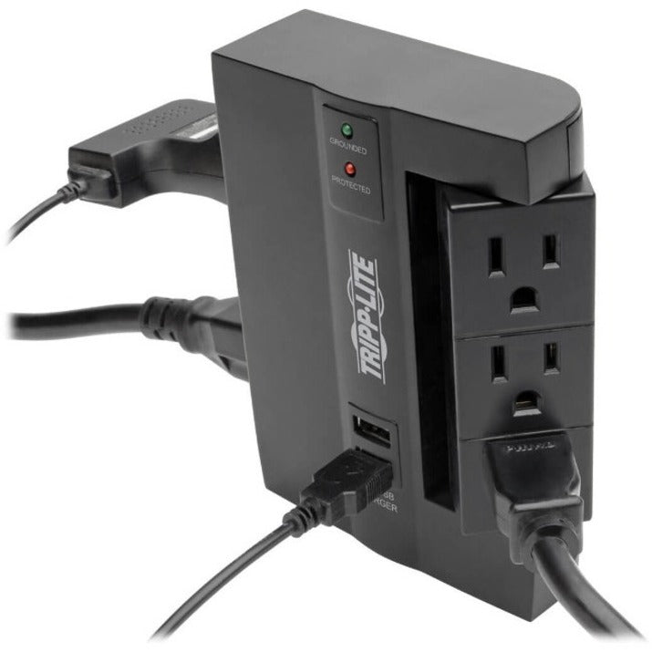 Tripp Lite Protect It! 6-Outlet Surge Protector With 3 Rotatable Outlets – Direct Plug-In, 1080 Joules, 2 Usb Ports