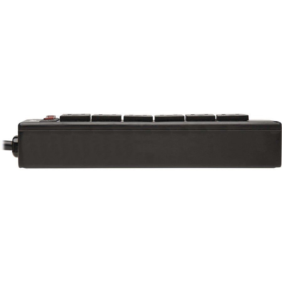Tripp Lite Safe-IT 6-Outlet Surge Protector - 10 ft. Spiral Cord, 5-15P Plug, 300 Joules, Antimicrobial Protection, Black
