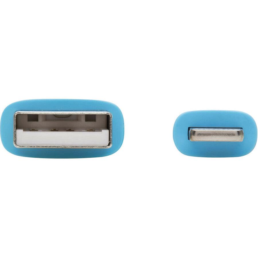 Tripp Lite Safe-IT USB-A to Lightning Sync/Charge Antibacterial Cable (M/M), Ultra Flexible, MFi Certified, Light Blue, 6 ft. (1.83 m)