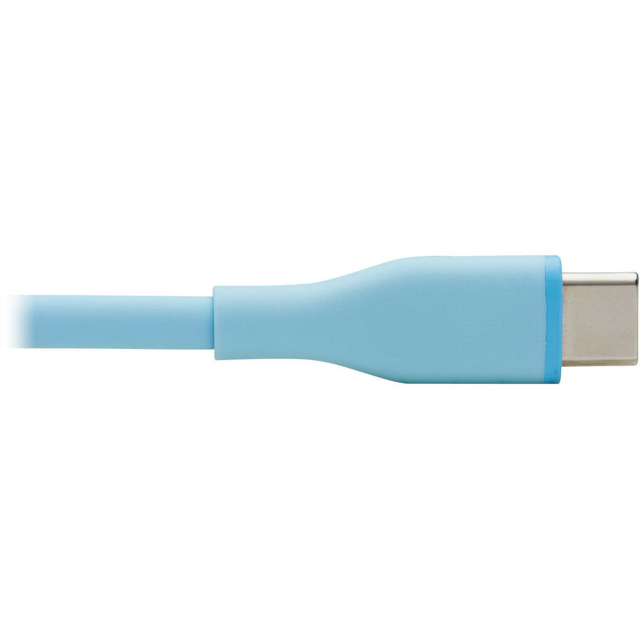 Tripp Lite Safe-IT USB-C to Lightning Sync/Charge Antibacterial Cable, Ultra Flexible, MFi Certified - USB 2.0 (M/M), Light Blue, 6 ft. (1.83 m)