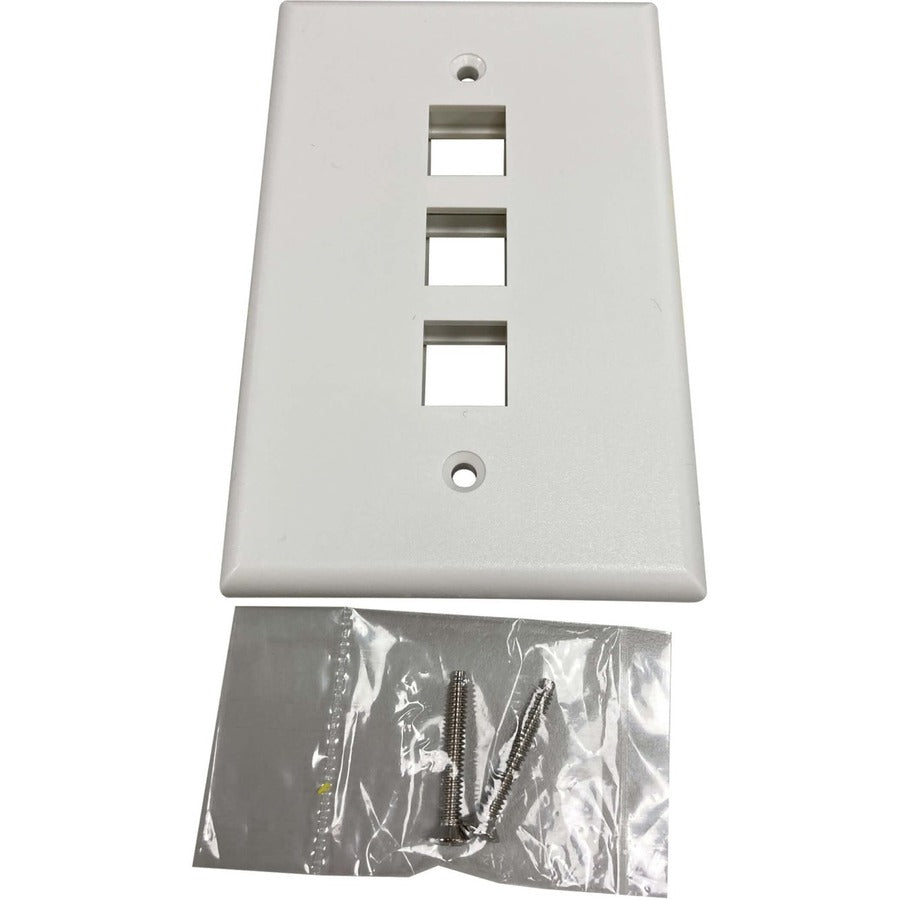 Tripp Lite Safe-It 3-Port Single-Gang Keystone Wall Plate, Antibacterial, Ivory Matte, Taa