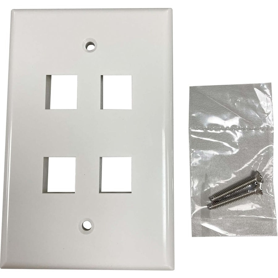 Tripp Lite Safe-It 4-Port Single-Gang Keystone Wall Plate, Antibacterial, Ivory Gloss, Taa