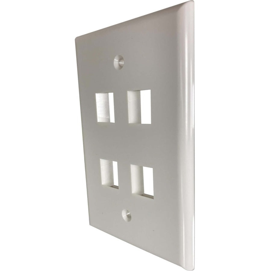 Tripp Lite Safe-It 4-Port Single-Gang Keystone Wall Plate, Antibacterial, Ivory Gloss, Taa