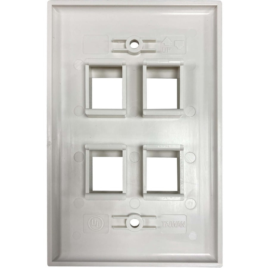 Tripp Lite Safe-It 4-Port Single-Gang Keystone Wall Plate, Antibacterial, Ivory Matte, Taa