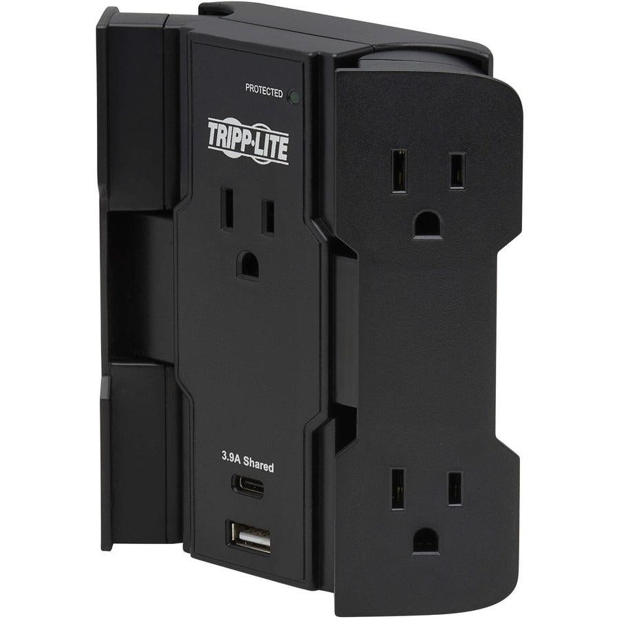 Tripp Lite Safe-It 5-Outlet Surge Protector - Usb-A/Usb-C Ports, 5-15P Direct Plug-In, 1050 Joules, Antimicrobial Protection, Black