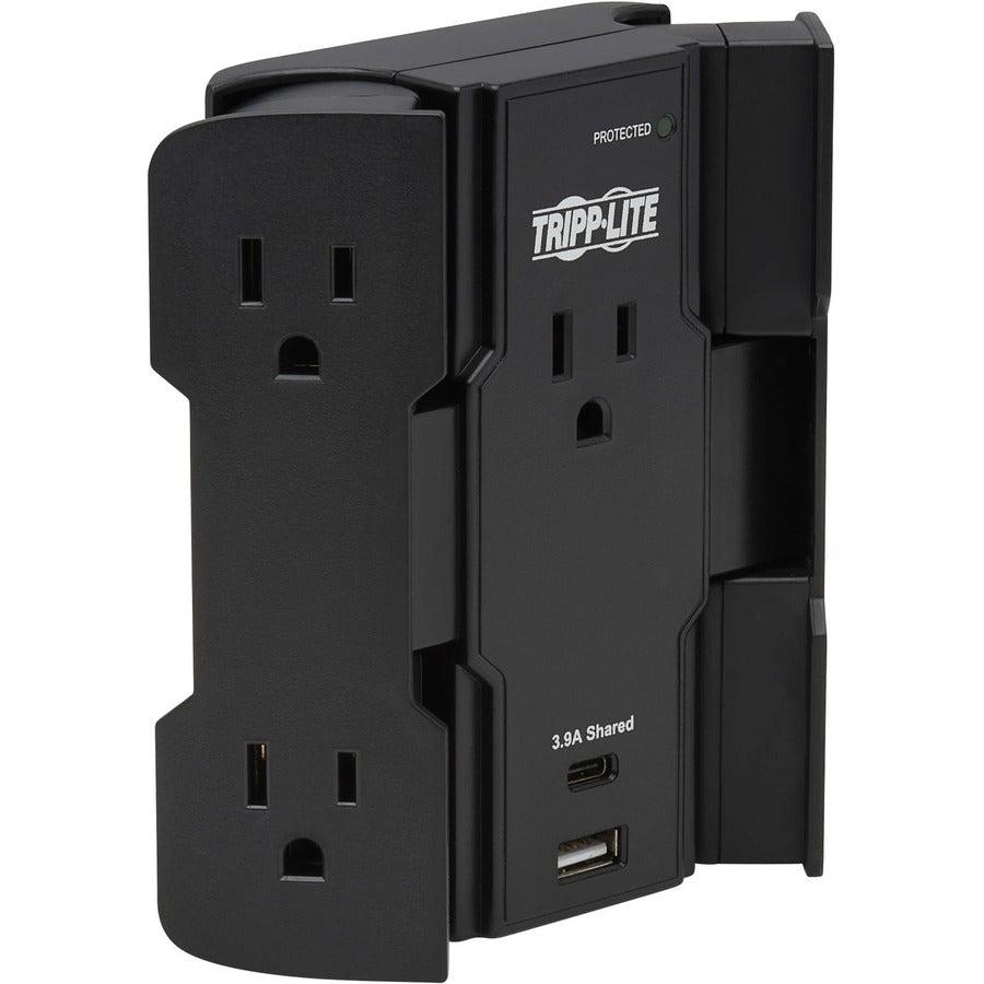 Tripp Lite Safe-It 5-Outlet Surge Protector - Usb-A/Usb-C Ports, 5-15P Direct Plug-In, 1050 Joules, Antimicrobial Protection, Black